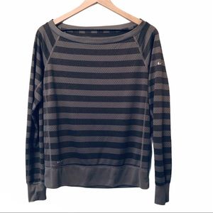 Nike Gray Mesh Striped Dri-Fit Long Sleeve Sz S